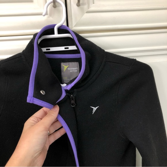 Old Navy girls black sweater with purple accent - Picture 4 of 9